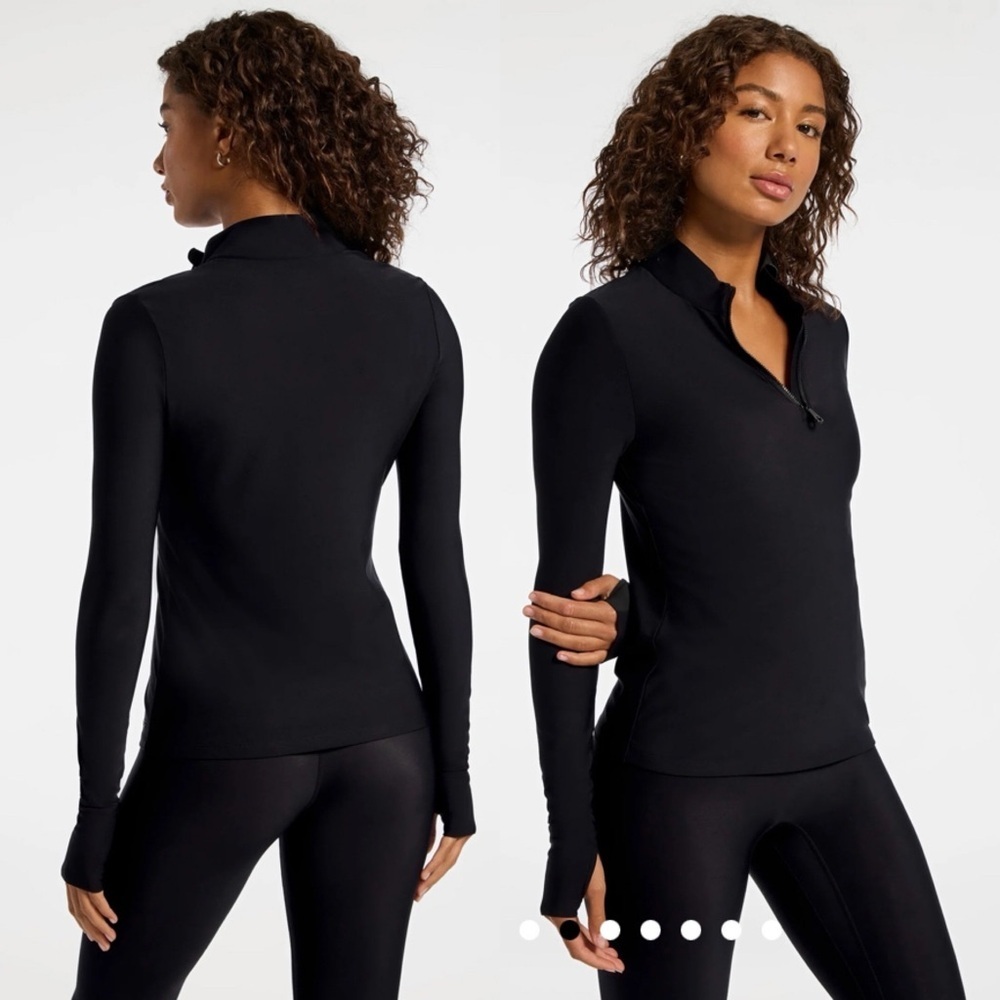 NWT Bandier Pro Fleece 1/4 Zip Long Sleeve Top in Black Size Small